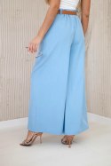 Spodnie z paskiem i szeroką nogawką niebieskie