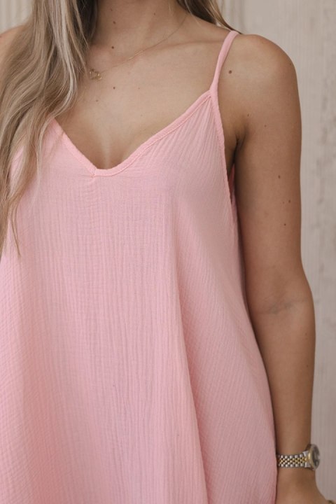 Sukienka muślinowa na ramiączkach morelowa