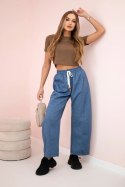 Spodnie masełko wiązane w pasie jeansowy melanż