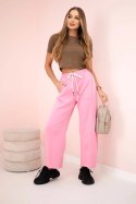 Spodnie masełko wiązane w pasie różowe