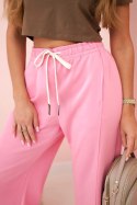 Spodnie masełko wiązane w pasie różowe