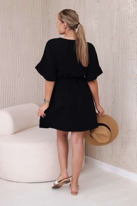 Sukienka muślinowa taliowana czarna
