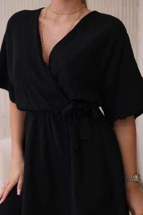 Sukienka muślinowa taliowana czarna