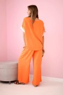 Komplet z wiskozy ze złotym obszyciem pomarańczowy