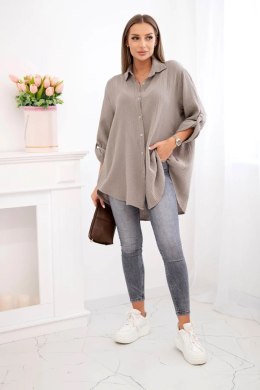 Koszula bawełniana muślinowa Plus Size fango