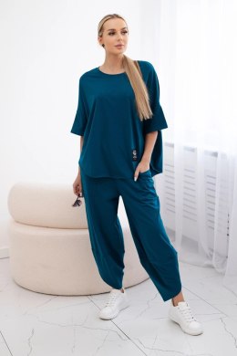 Komplet bawełniany bluzka + spodnie morski