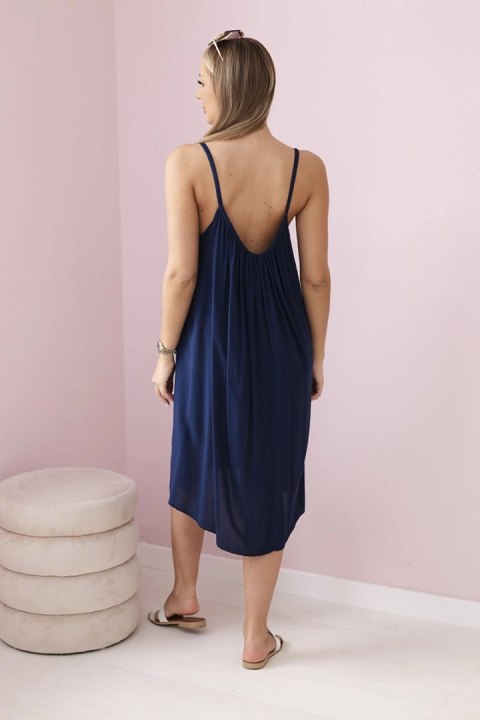Sukienka z wiskozy na ramiączkach granatowa