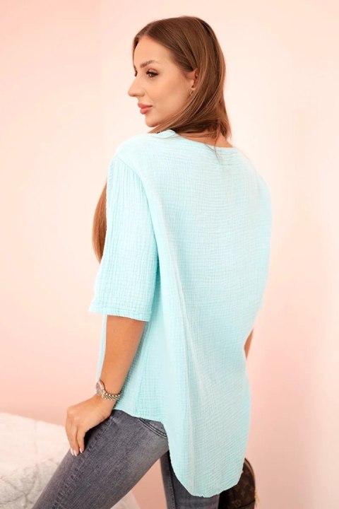 Koszula damska muślinowa z guzikiem miętowa