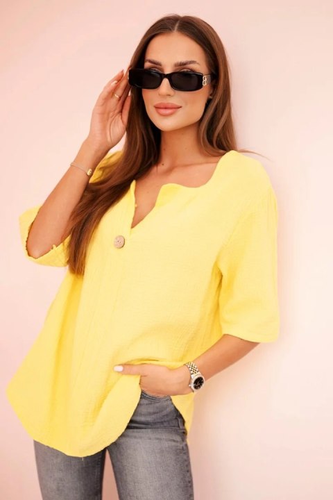 Koszula damska muślinowa z guzikiem żółta