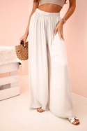 Spodnie damskie szerokie z gumką w pasie beżowe