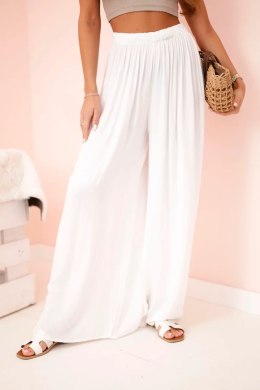 Spodnie damskie szerokie z gumką w pasie białe