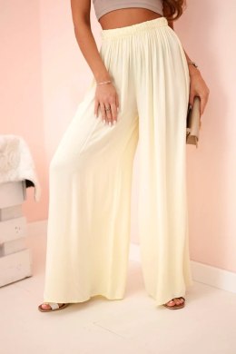 Spodnie damskie szerokie z gumką w pasie żółte