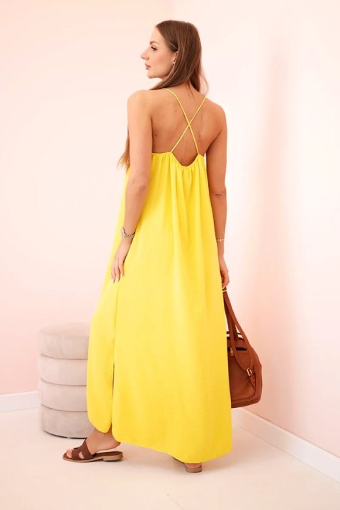 Sukienka długa na ramiączka żółta