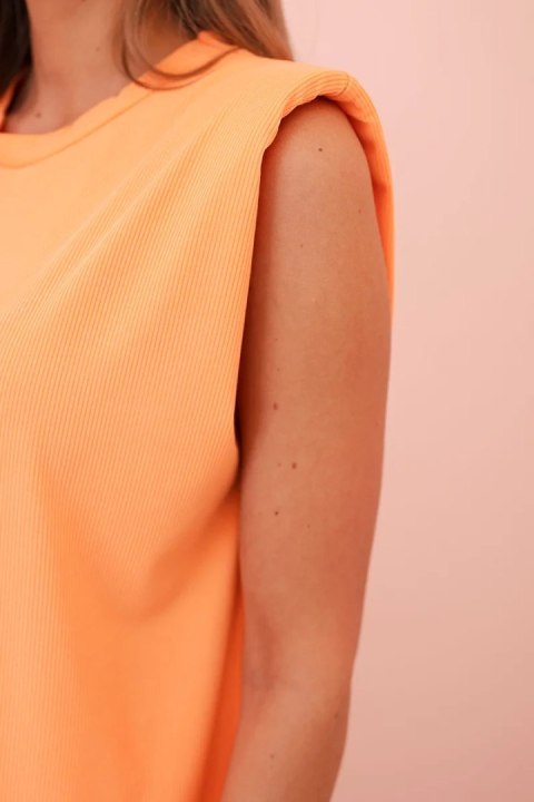 Komplet damski z wiskozy bez rękawów i prostymi spodniami pomaranczowy