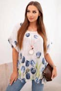 Koszula damska bawełniana z kwiatowym wzorem biała