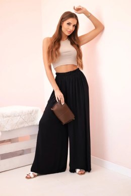 Spodnie damskie szerokie z gumką w pasie czarne