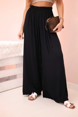 Spodnie damskie szerokie z gumką w pasie czarne