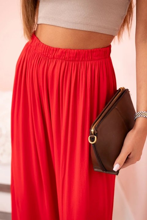 Spodnie damskie szerokie z gumką w pasie czerwone