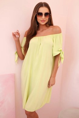 Sukienka damska z wiskozy z wiązaniem na rękawach pistacjowa