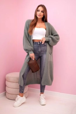 Sweter długi kardigan ciemny miętowy