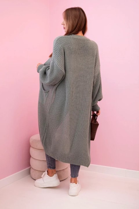 Sweter długi kardigan ciemny miętowy