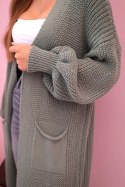 Sweter długi kardigan ciemny miętowy