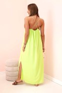 Sukienka długa na ramiączka zielony neon