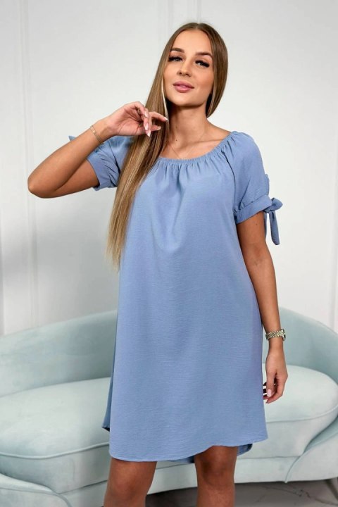 Sukienka wiązana na rękawach jasno jeansowa