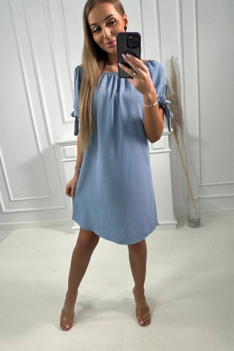 Sukienka wiązana na rękawach jasno jeansowa