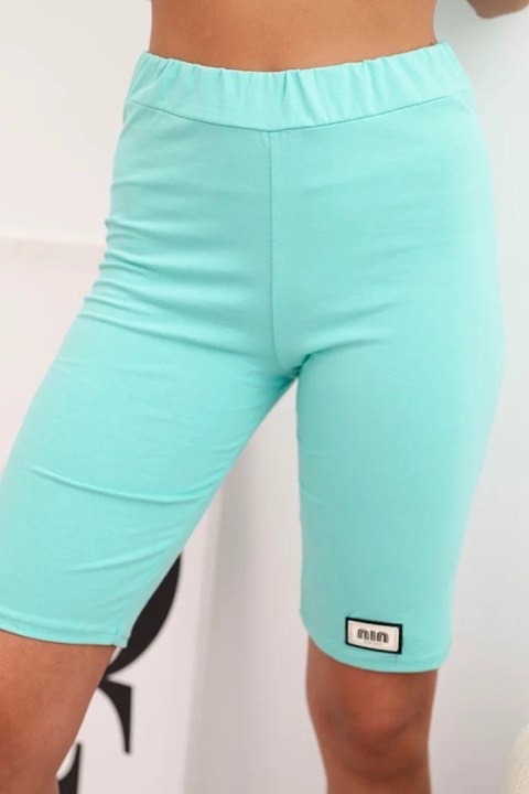 Komplet damski bawełniany z krótkim rękawem i szortami miętowy