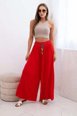 Spodnie damskie z wiskozy z szeroką nogawką czerwone