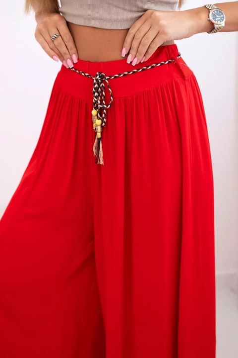 Spodnie damskie z wiskozy z szeroką nogawką czerwone