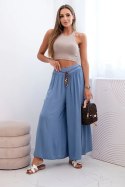 Spodnie damskie z wiskozy z szeroką nogawką jeansowe