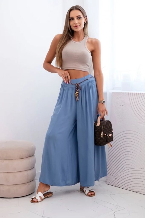 Spodnie damskie z wiskozy z szeroką nogawką jeansowe