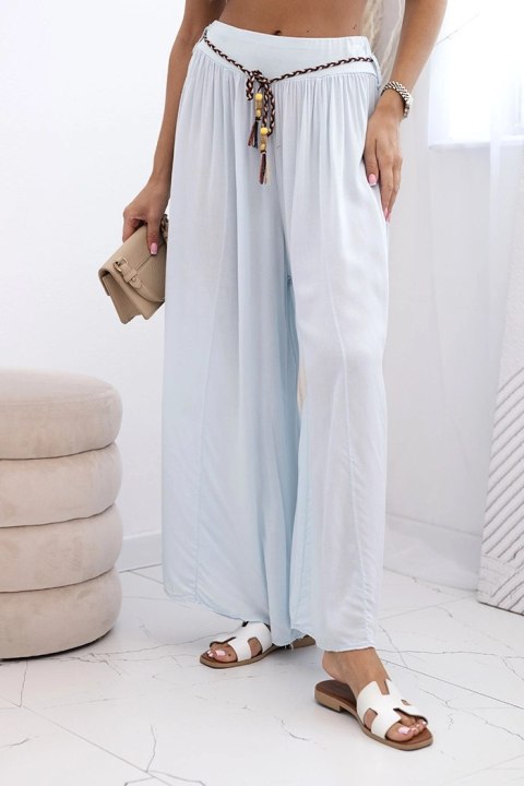 Spodnie damskie z wiskozy z szeroką nogawką niebieskie