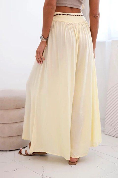 Spodnie damskie z wiskozy z szeroką nogawką żółte