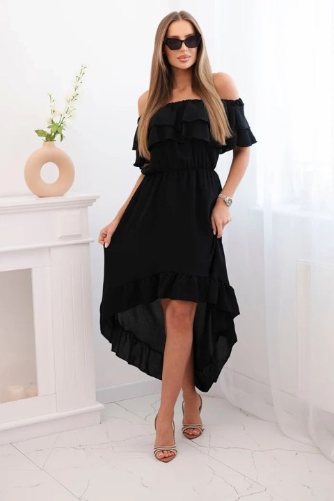 Sukienka damska hiszpanka z dłuższym tyłem czarna