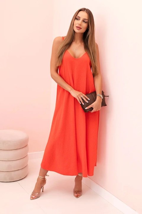 Sukienka muślinowa na ramiączkach malinowa