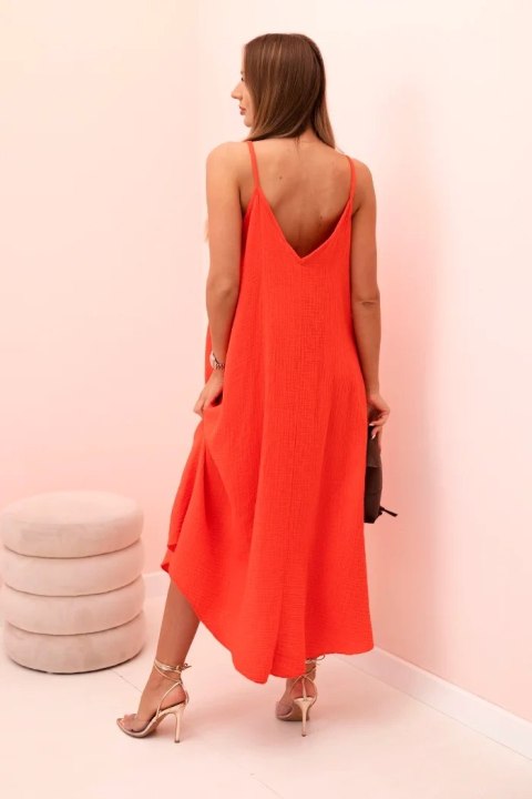 Sukienka muślinowa na ramiączkach malinowa