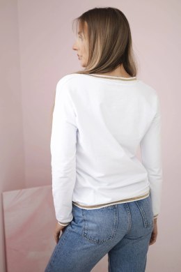 Bluza damska z napisem z cekinami biała