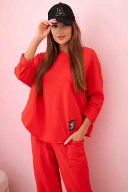 Komplet bawełniany bluza + spodnie czerwony