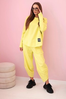 Komplet bawełniany bluza + spodnie żółty neon