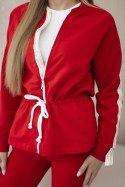 Komplet damski bawełniany z lampasem i ściągaczami czerwona