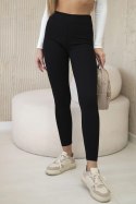 Legginsy damskie prążkowane z wysokim stanem czarne