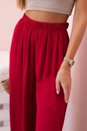 Spodnie damskie szerokie z gumką w pasie bordowe