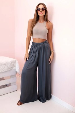 Spodnie damskie szerokie z gumką w pasie grafitowe