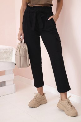 Spodnie damskie z wysokim stanem cargo czarne