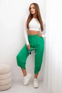 Spodnie z szeroką nogawką i kieszeniami zielone
