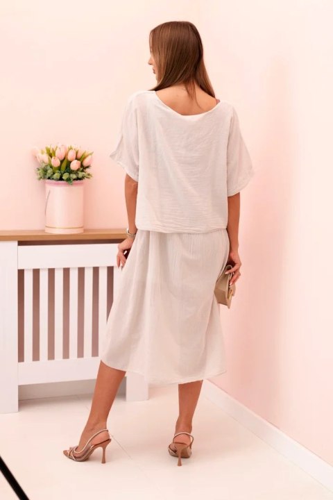 Sukienka damska bawełniana o luźnym fasonie beżowa