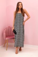 Sukienka damska na ramiączkach z geometrycznym wzorem czarna